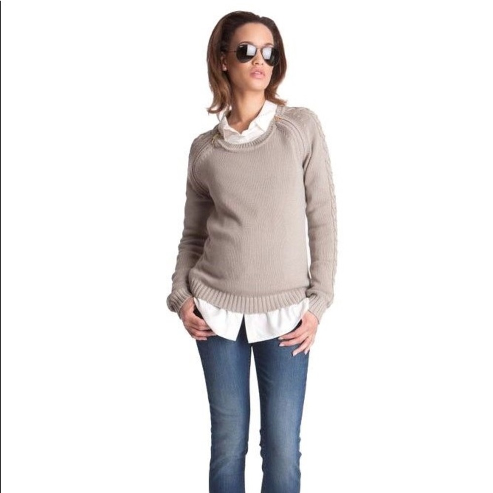Seraphine Almond Cable Knit Nursing Sweater 🤱🏼